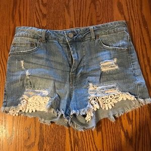 Aeropostale High Waisted Shorty - Blue w/Lace